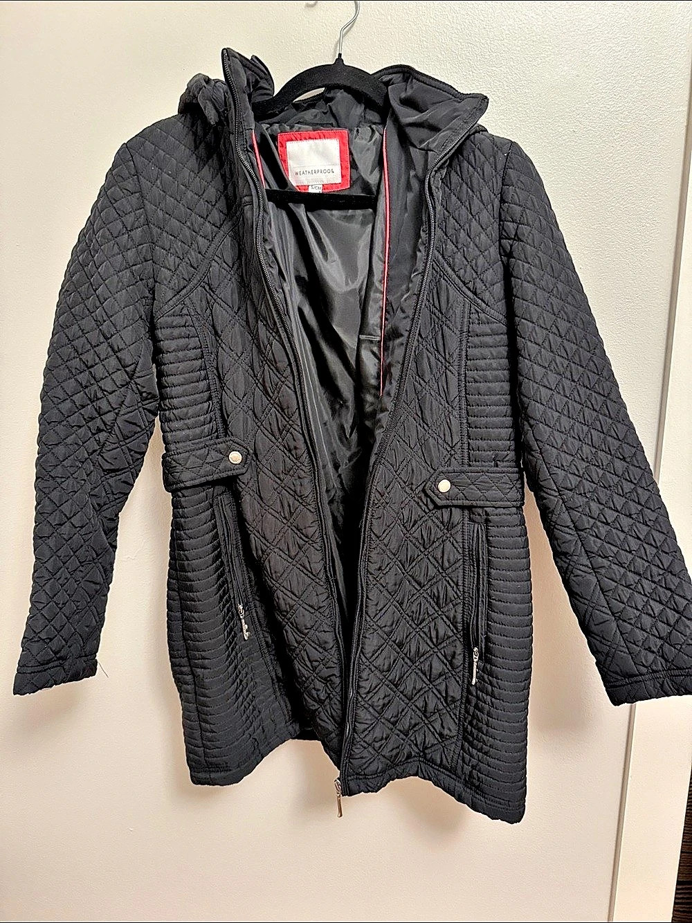 Weatherproof Quilted Hooded Jacket in Black Size Small Like New